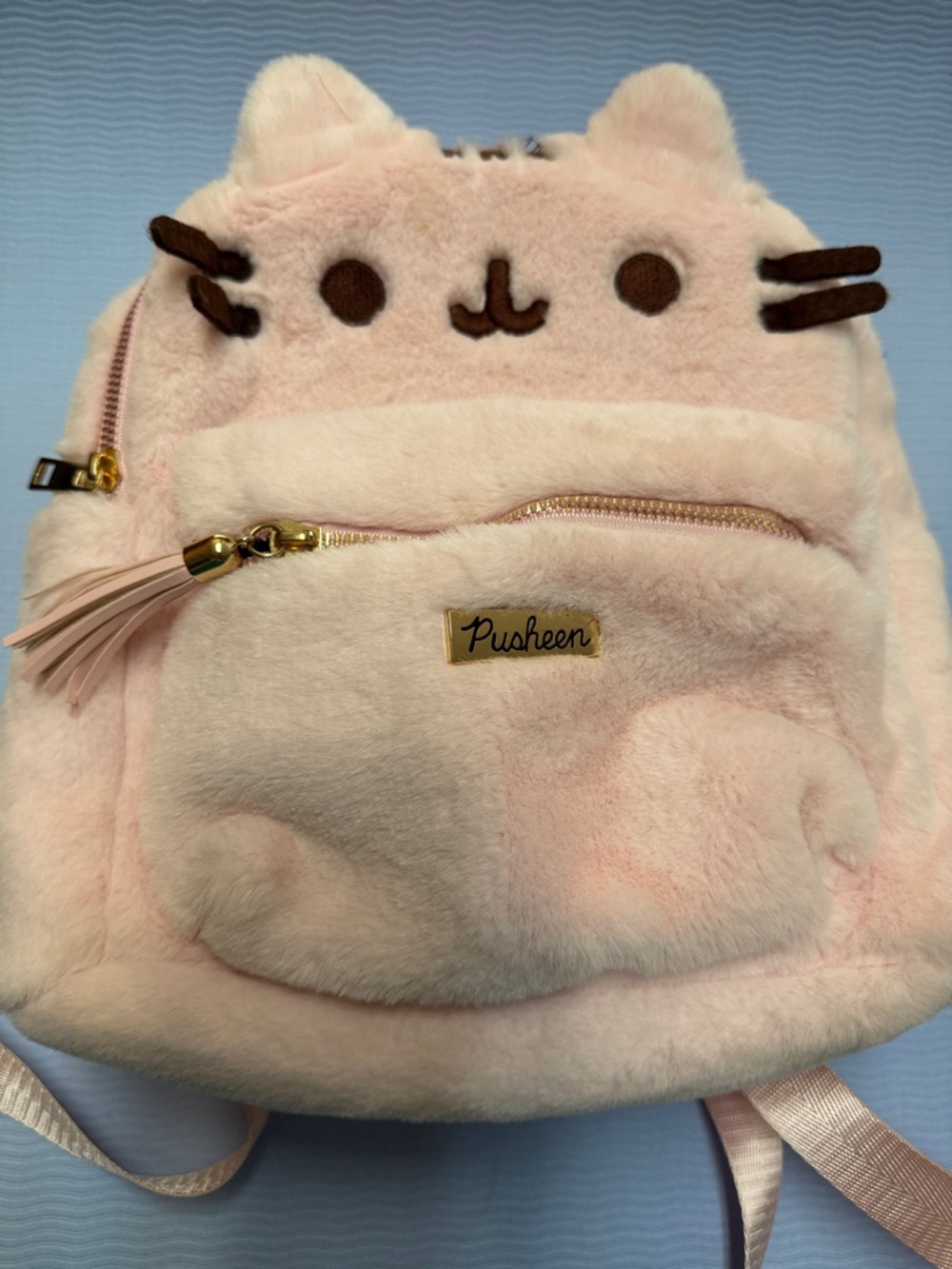 Pusheen Plush Mini Backpack - Pale Pink with Gold Accents